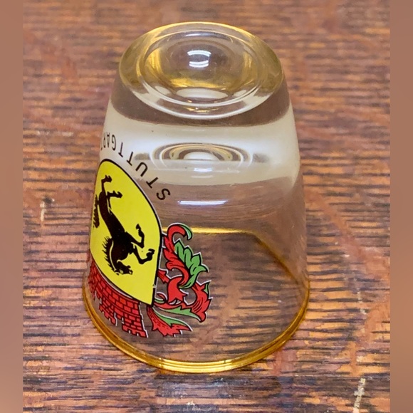 Vintage Gold Rimmed Stuttgart Germany Horse Crest Logo Shot Glass - Picture 12 of 16